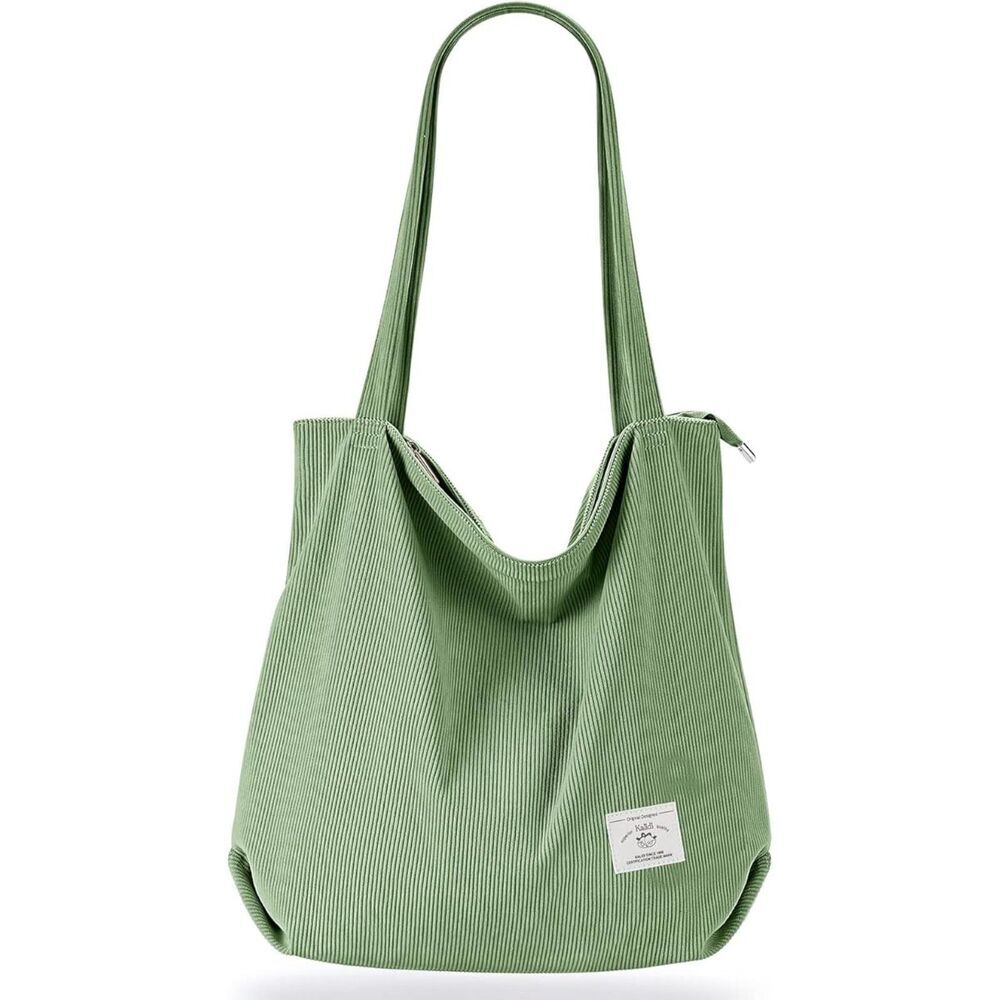 Women G-Green Imported Corduroy Casual Big Capacity Shoulder Tote Handbag